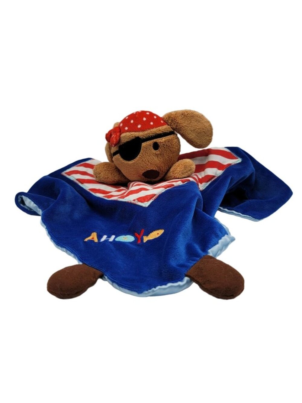 Kids Preferred Pirate Puppy Dog Lovey Blue 13.5" Eyepatch Bandana Ahoy Plush